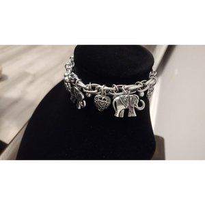 Silver Tibetan Elephant Heart Charm Anklet NWOT